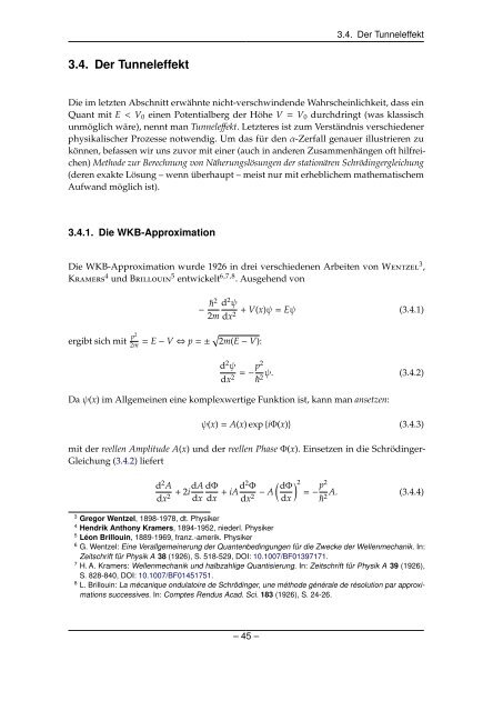 Grundlagen der Quantenmechanik und Statistik - Theoretische ...