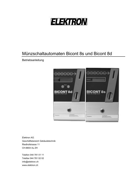 Münzschaltautomat Bicont 8d - Elektron AG