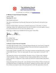 In Memory of Jean Francois Franquelin - True Parents Organization
