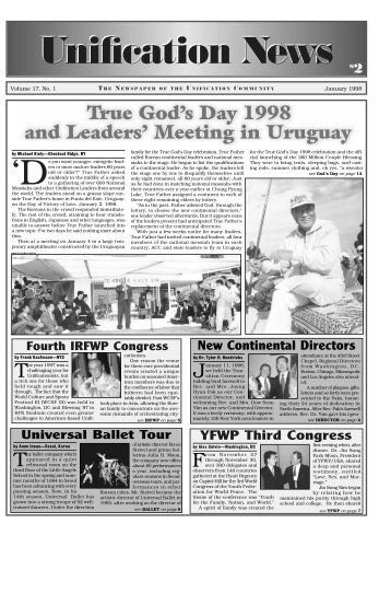January 1998 Unification News - True Parents Organization