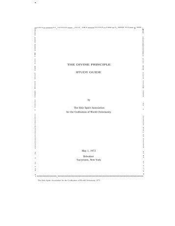 The Divine Principle Study Guide - Part 1 - True Parents Organization
