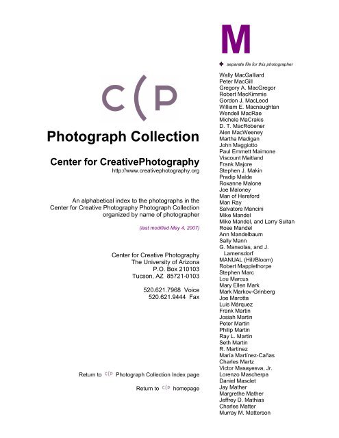 M - Center for Creative Photography