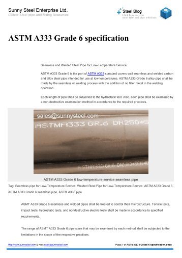 ASTM A333 Grade 6 specification