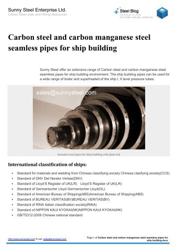 Carbon steel and carbon manganese steel seamless pipes for ship building