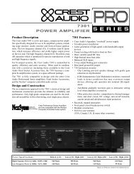 PL7001 Specifications - Crest Audio