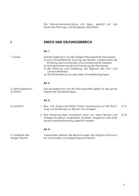 Gemeinde Illgau Baureglement Zonenplan