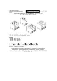 Pop-up-Toaster, Toastmaster, Ersatzteil-Liste