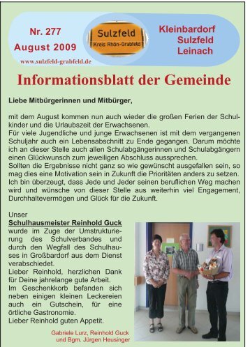 Informationsblatt der Gemeinde