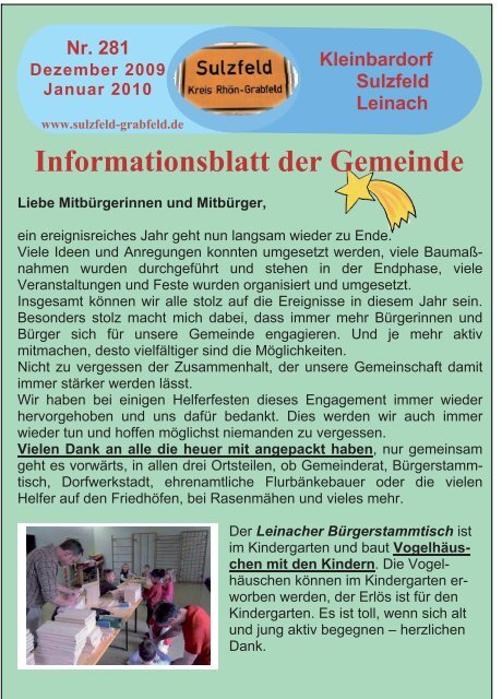 Informationsblatt der Gemeinde - Sulzfeld