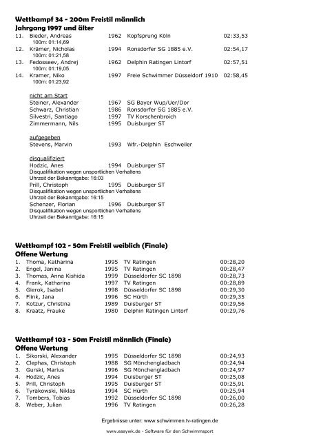 Protokoll - TV Ratingen