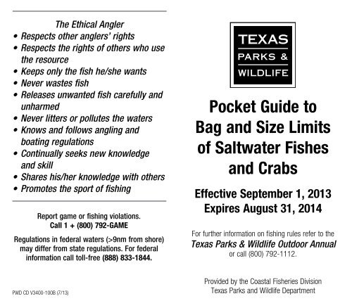 Bag Limits for Saltwater Fishes & Crabs - Texas Parks &