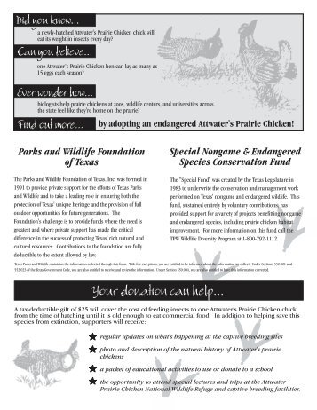 Adopt a Prairie Chicken information sheet - Texas Parks & Wildlife ...