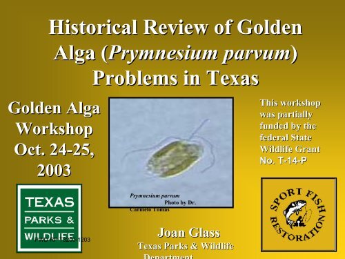 Golden Alga Workshop Summary Report - Texas Parks & Wildlife ...