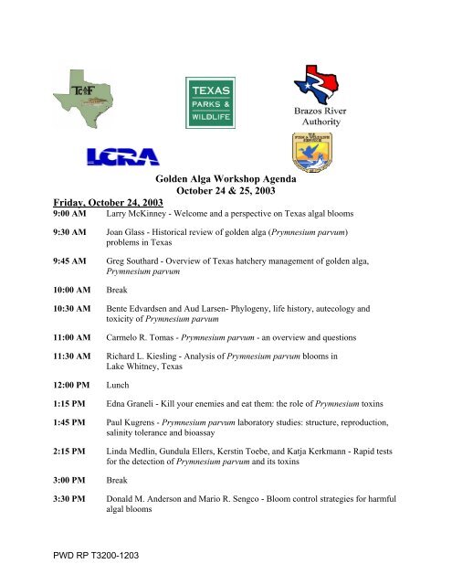 Golden Alga Workshop Summary Report - Texas Parks & Wildlife ...