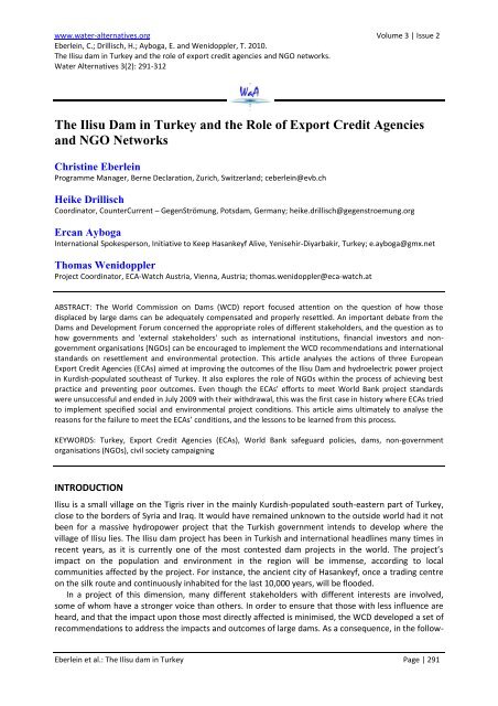 The Ilisu Dam in Turkey and the Role of Export Credit Agencies and ...