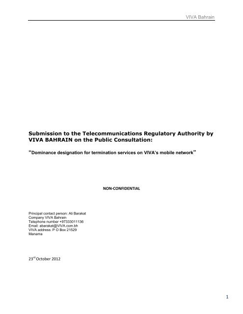 Viva - TRA - Telecommunication Regulatory Authority