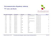 series code blocks - TRA - Telecommunication Regulatory Authority