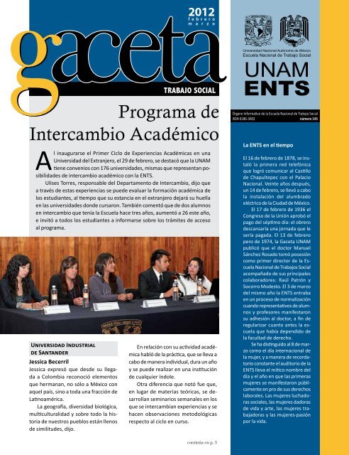 Gaceta 143 - Escuela Nacional de Trabajo Social - UNAM