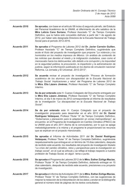 aprobados por el h. consejo tÃ©cnico 2 de mayo 2012 - Escuela ...