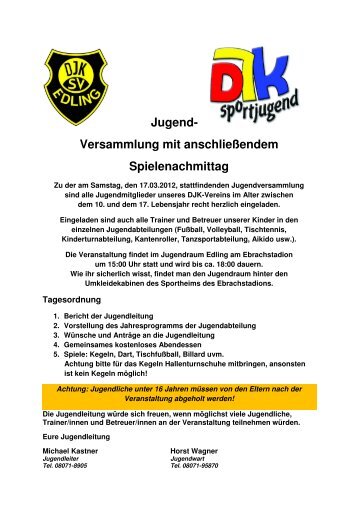 Jugend- Versammlung mit anschließendem ... - DJK-SV Edling