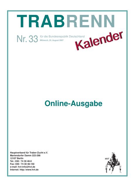 Trabrennkalender 07/33 - Trabrennsport.de