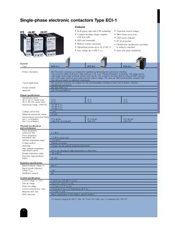 Single-phase electronic contactors Type ECI-1 - Danfoss