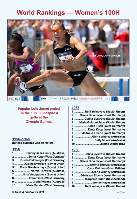 World Rankings A Women S 100h Track Field News