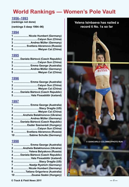 World Rankings â Women's Pole Vault - Track & Field News