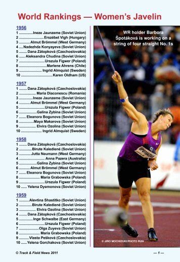 World Rankings â Women's Javelin - Track & Field News