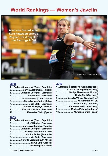 World Rankings â Women's Javelin - Track & Field News