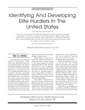 Identifying And Developing Elite Hurdlers In The United States