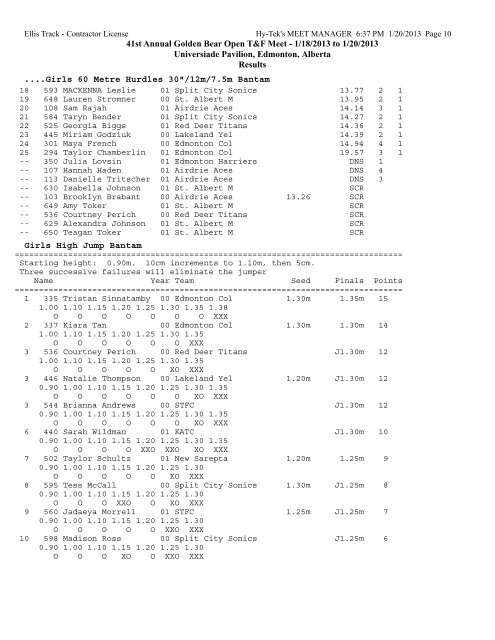 Results - Ellistrack.ca