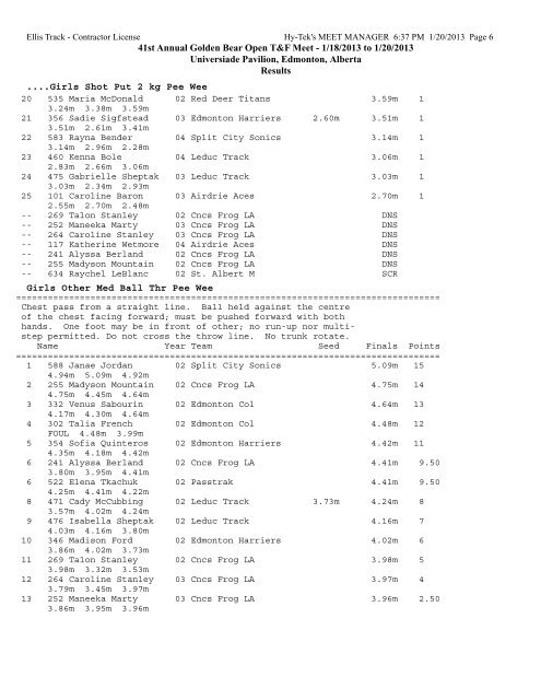 Results - Ellistrack.ca