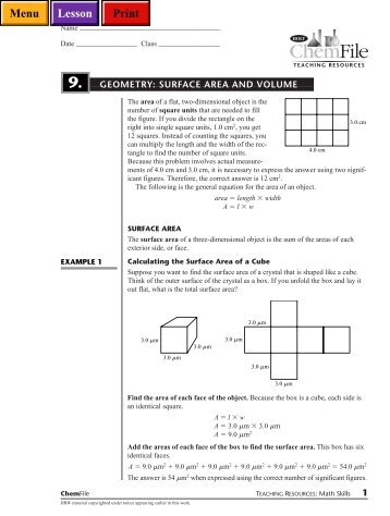 ChemFile Math Skills Worksheet