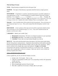 Mini Lab Report Format: TITLE â Should include an original title for ...