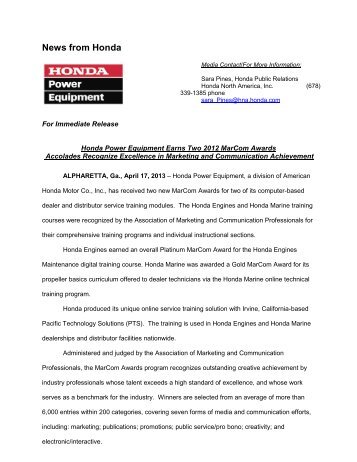 Honda Press Release - Trade Only Today