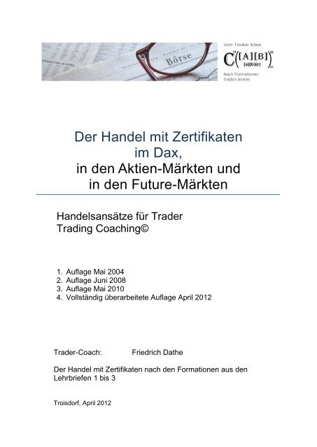 Der Handel Mit Zertifikaten Im Dax In Den Aktien Trading Coaching