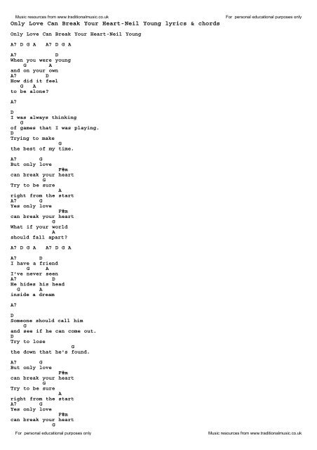 Only Love Can Break Your Heart-Neil Young lyrics &amp; chords
