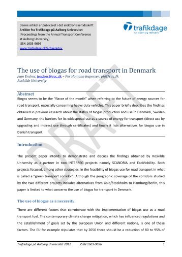 The use of biogas for road transport in Denmark - Trafikdage.dk