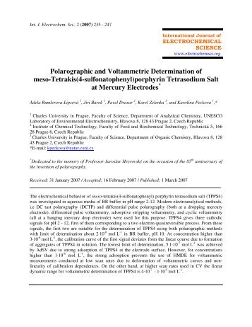 Polarographic and Voltammetric Determination of meso-Tetrakis(4 ...