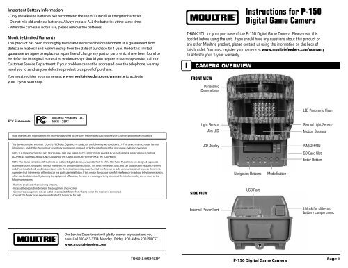 Moultrie Panoramic 150 Manual - Trail Camera