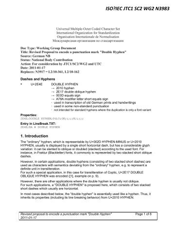 Revised Proposal to encode a punctuation mark "Double ... - CiteSeer