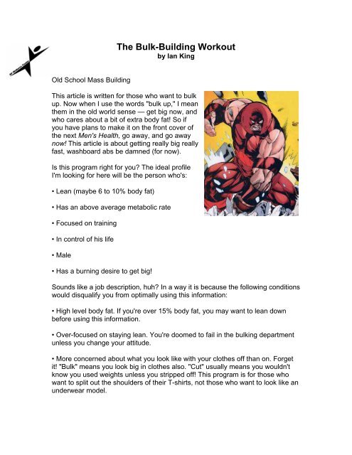 The Bulk Building Workout Trainingdimensions The Bulk Building Workout Trainingdimensions