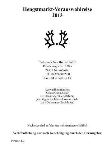Katalog Vorauswahlreise (pdf) - Trakehner Verband