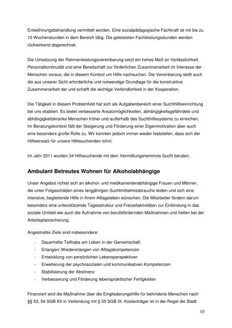 Jahres- und Sachbericht 2011 Fachstelle für ... - Diakonie Wolfsburg