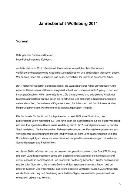 Jahres- und Sachbericht 2011 Fachstelle für ... - Diakonie Wolfsburg