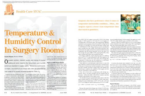 Temperature & Humidity Control In Surgery Rooms - Trane