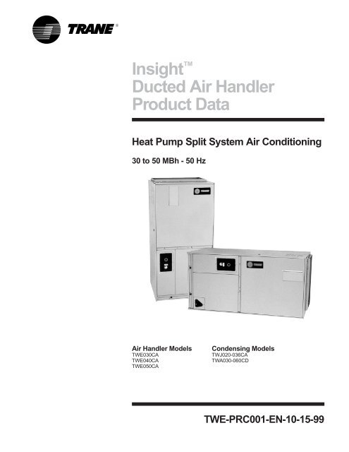 Insight™ Ducted Air Handler Product Data - Trane