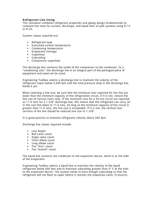 Trane Refrigerant Line Sizing Chart