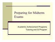 Preparing for Midterm Exams - Academic Achievement Programs